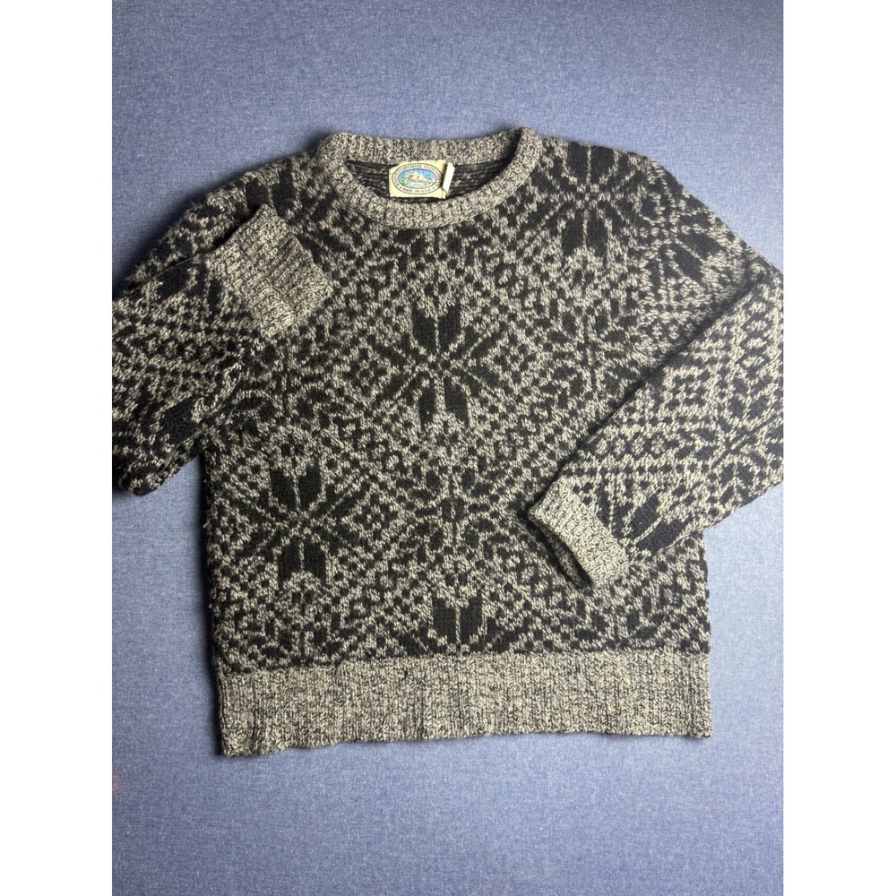 Vintage Environmental Clothing Co Wool Nordic Snowflake Sweater Grey Black M